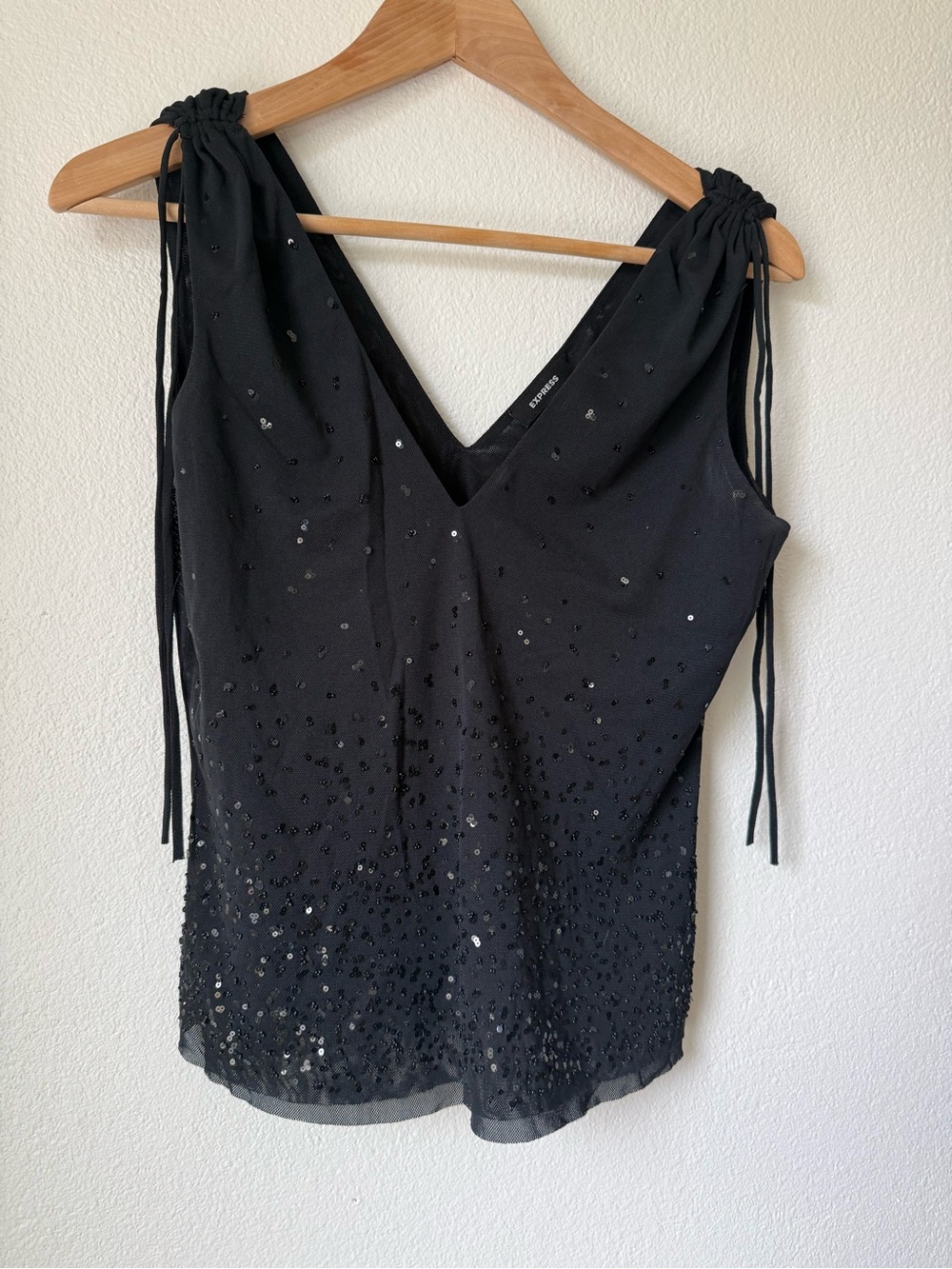 Express Black Beaded V-Neck Camisole